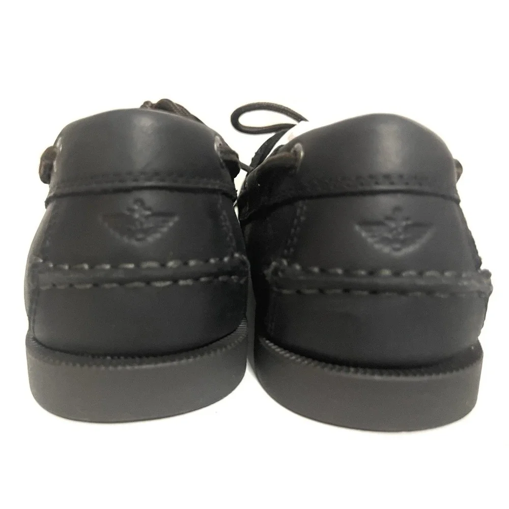 Dockers Mens Black Vargas Genuine Leather Casual Classic Rubber Sole Boat Shoe 7